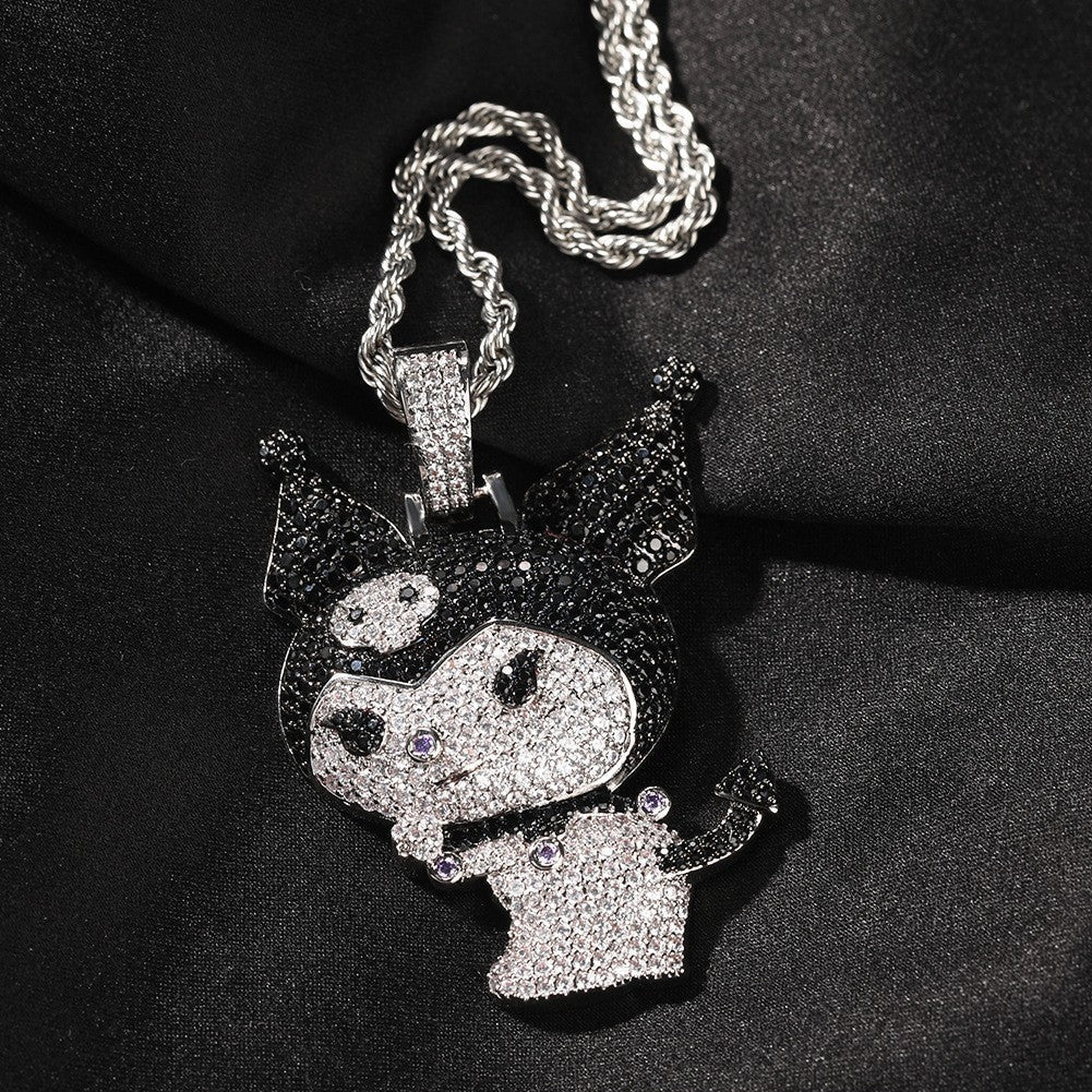 Jewelry Copper Zircon Little Demon Kuromi Necklace Design Sense Angel Pieces St. Valentine's Spectrum