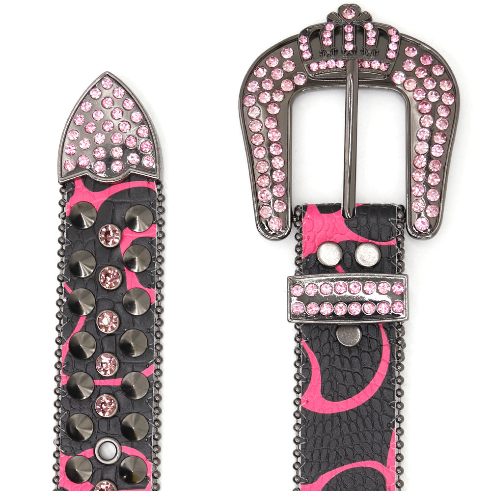 Hip-hop punk rhinestone belt dark punk style crown accessories