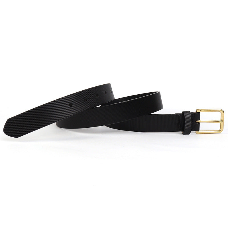 Hip-hop punk rhinestone belt with gold square buckle