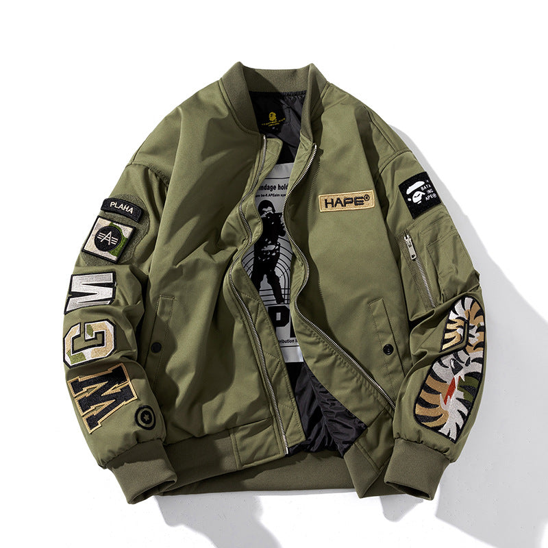 Mens Bomber Jacket MA-1 Winter Thickness available cotton-padded jacket embroidered Spring Autumn Winter Casual American Vintage Pilot