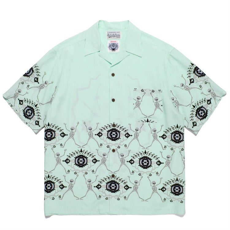GUILTYPARTIES TIGER Shirts 23SS WOLF'S HEAD Spider Hawaiian Loose Short Sleeve Shirt Men
