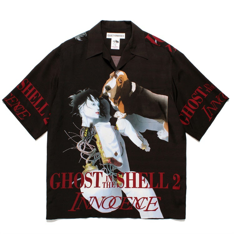 GUILTYPARTIES TIGER Shirts 24ss Ghost in the Shell 2 Innocent Hawaiian Rayon Short Sleeve Shirt