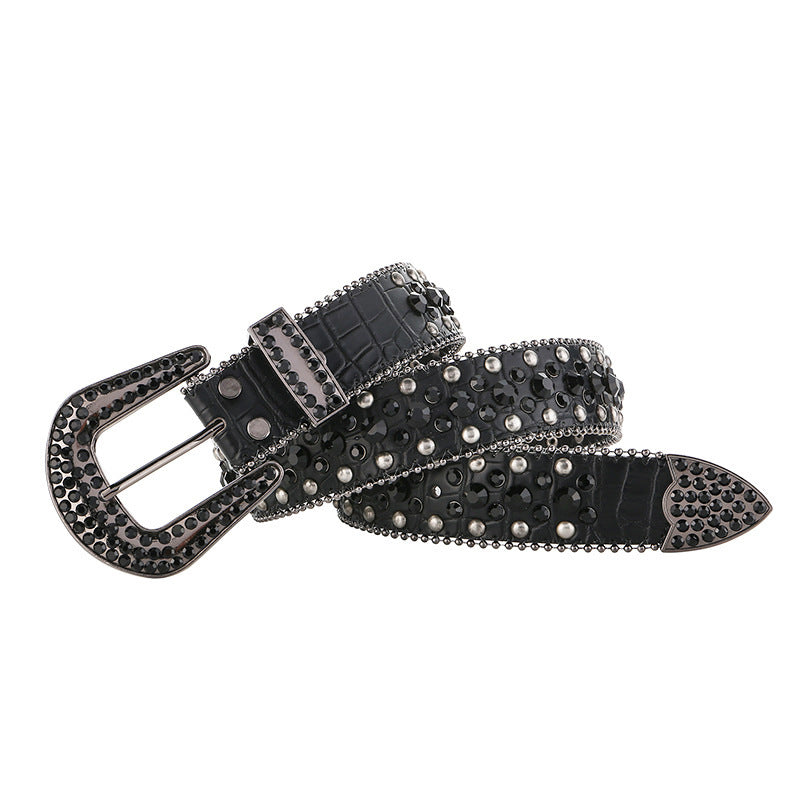 Hip-hop punk rhinestone belt punk style