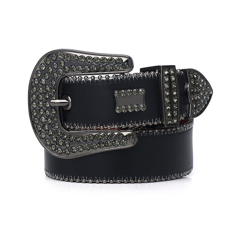 Hip-hop punk rhinestone belt dark style