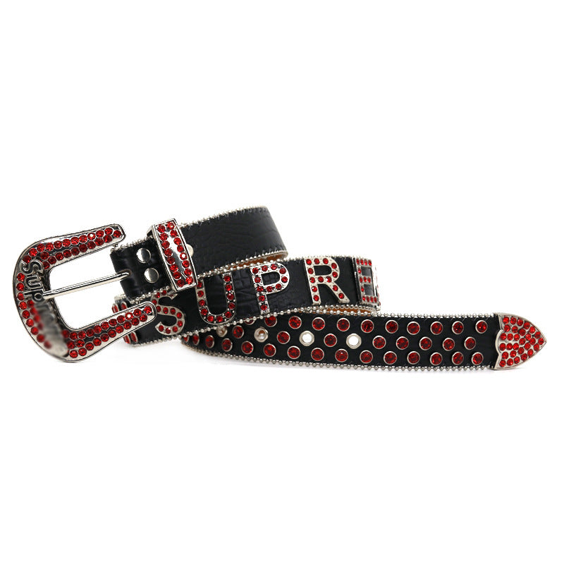 Hip-hop punk rhinestone belt punkletter pin buckle
