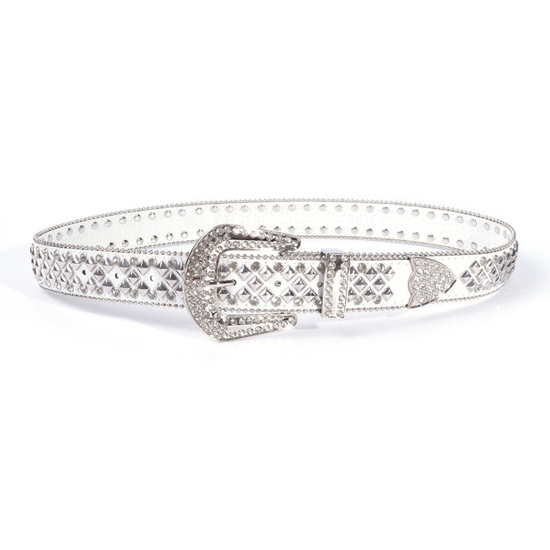 Hip-hop punk rhinestone belt square nail decoration punk style