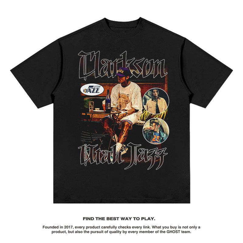 Nba Long Sleeve Shirt Nba T Shirt Clarkson Piston Basketball Star Printed Short Sleeve T-shirt High-quality pure cotton comfortable and trendy clothing