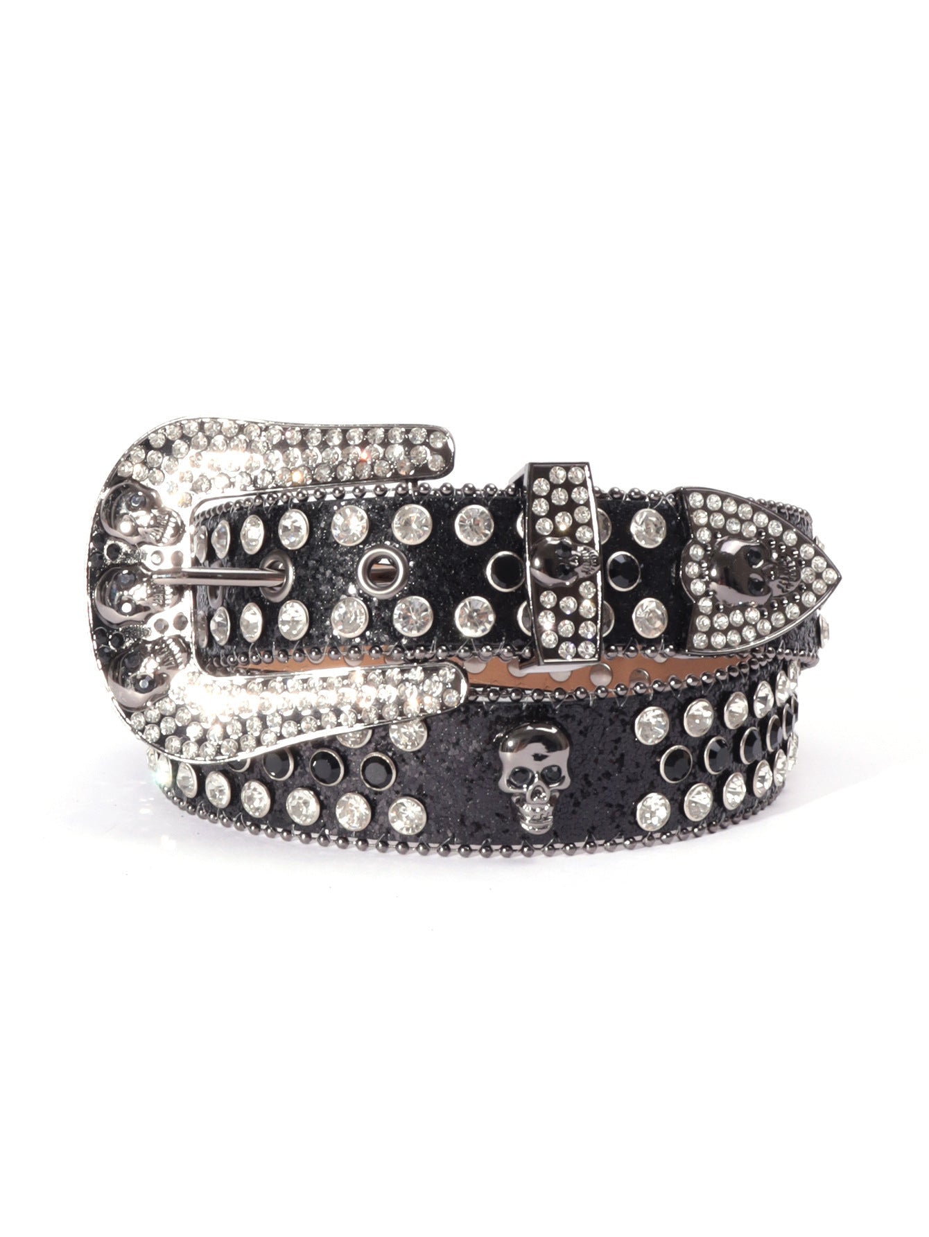 Hip-hop punk rhinestone belt punk style skull