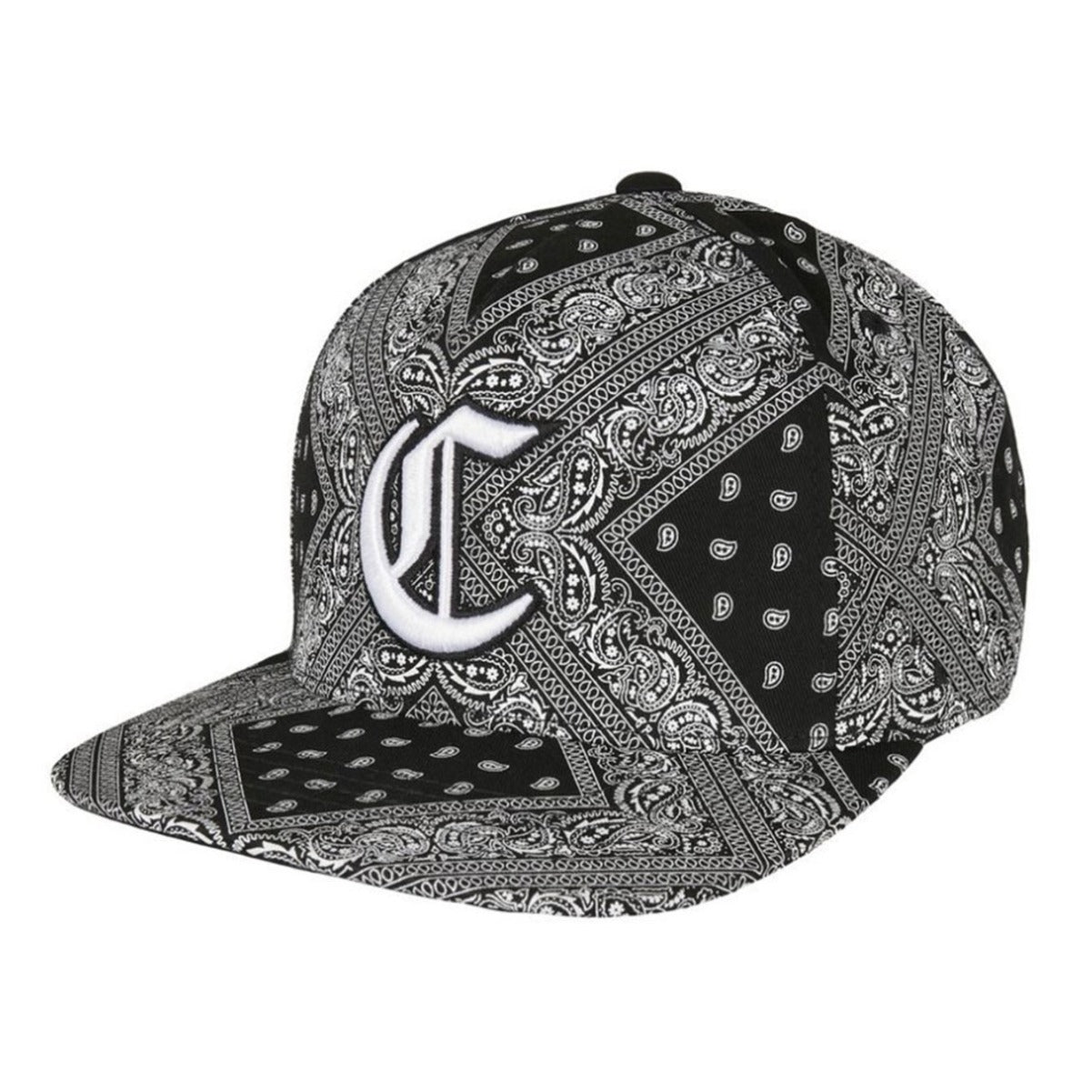 Trendy flat brimmed snapback hatscashew pattern sun shade
