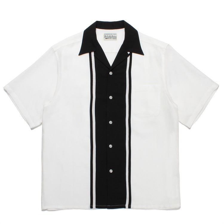 GUILTYPARTIES TIGER Shirts 23SS TWOTONE SHIRT Striped color-matching Hawaiian short-sleeved shirt