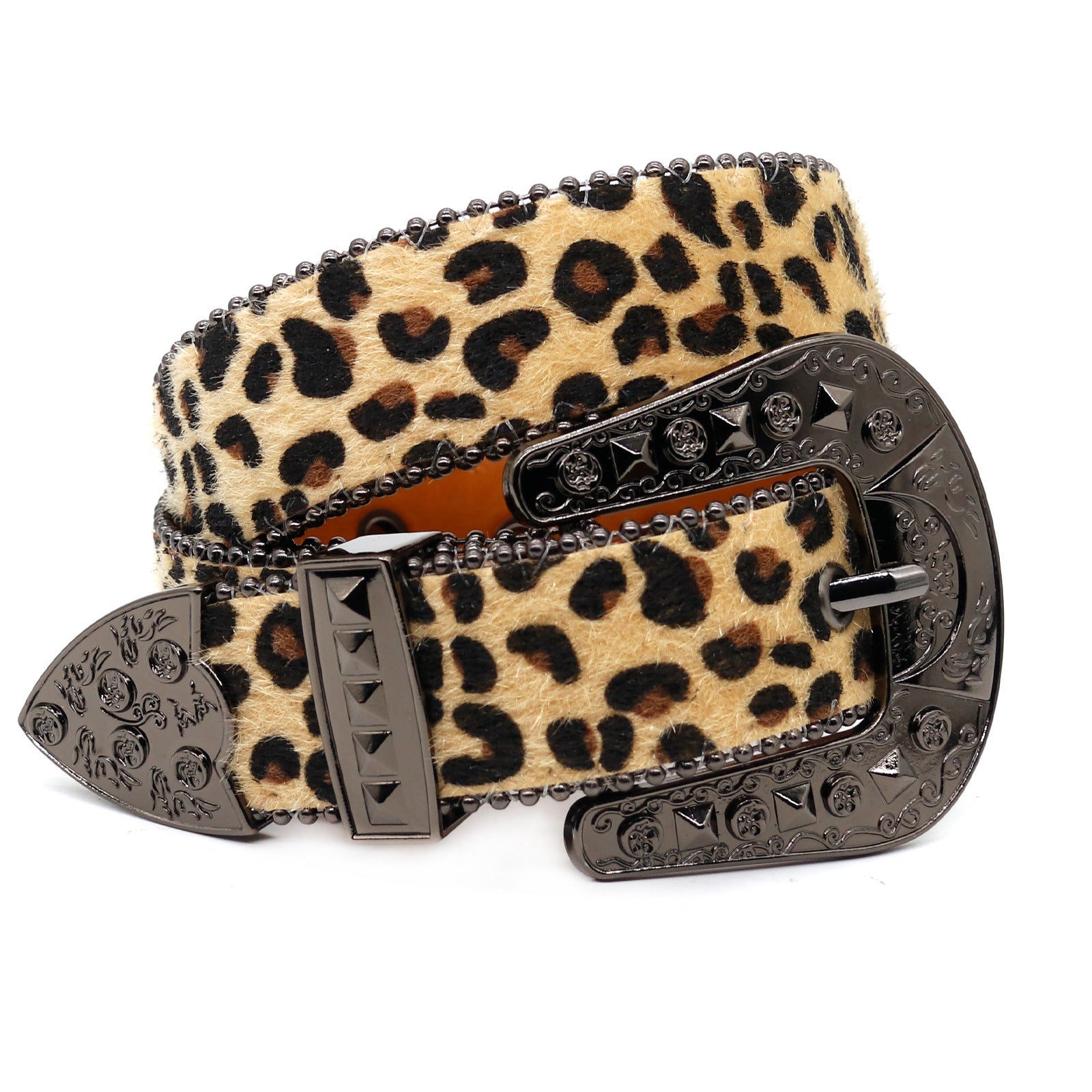 Hip-hop punk rhinestone belt leopard print