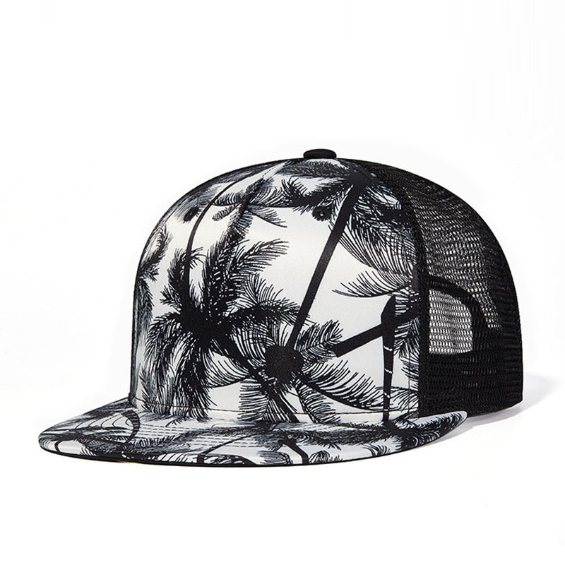 Trendy flat brimmed snapback hatssummer mesh sunshade breathable