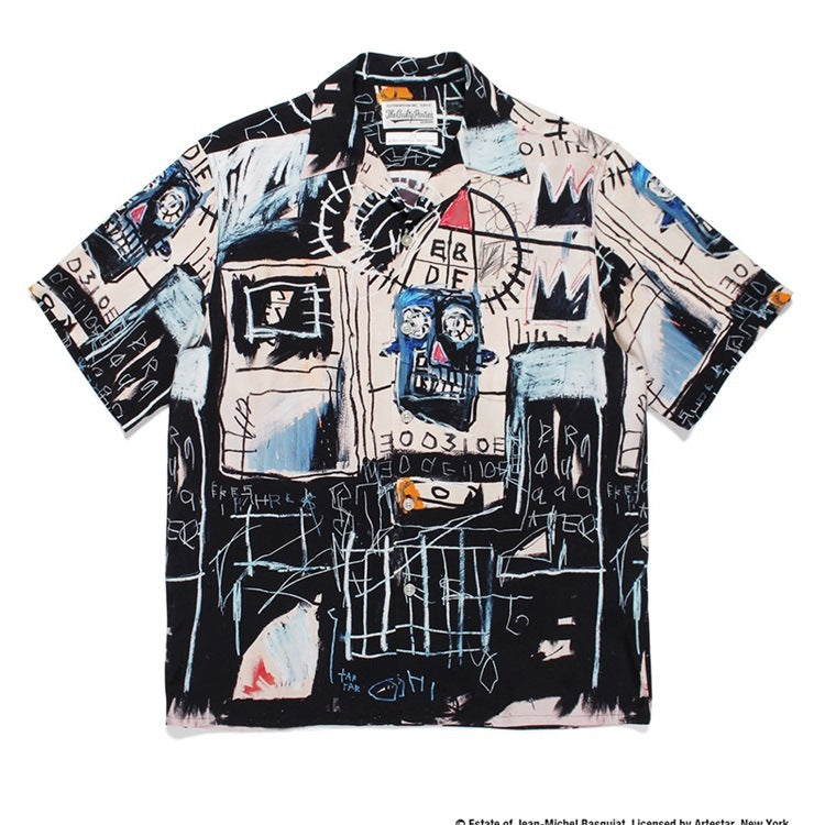 GUILTYPARTIES TIGER Shirts Basquiat graffiti Hawaiian loose short-sleeved shirt men