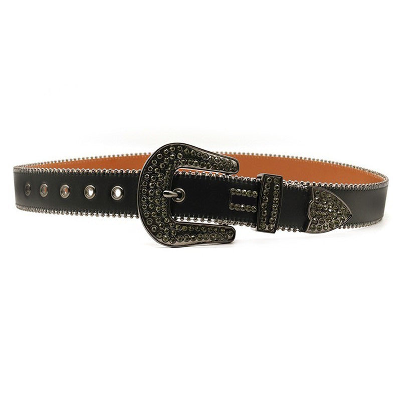 Hip-hop punk rhinestone belt dark style