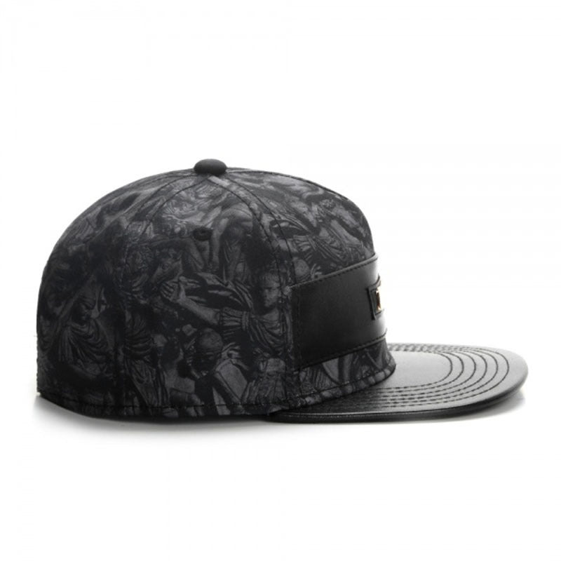 Trendy flat brimmed snapback hatsmetal inlay