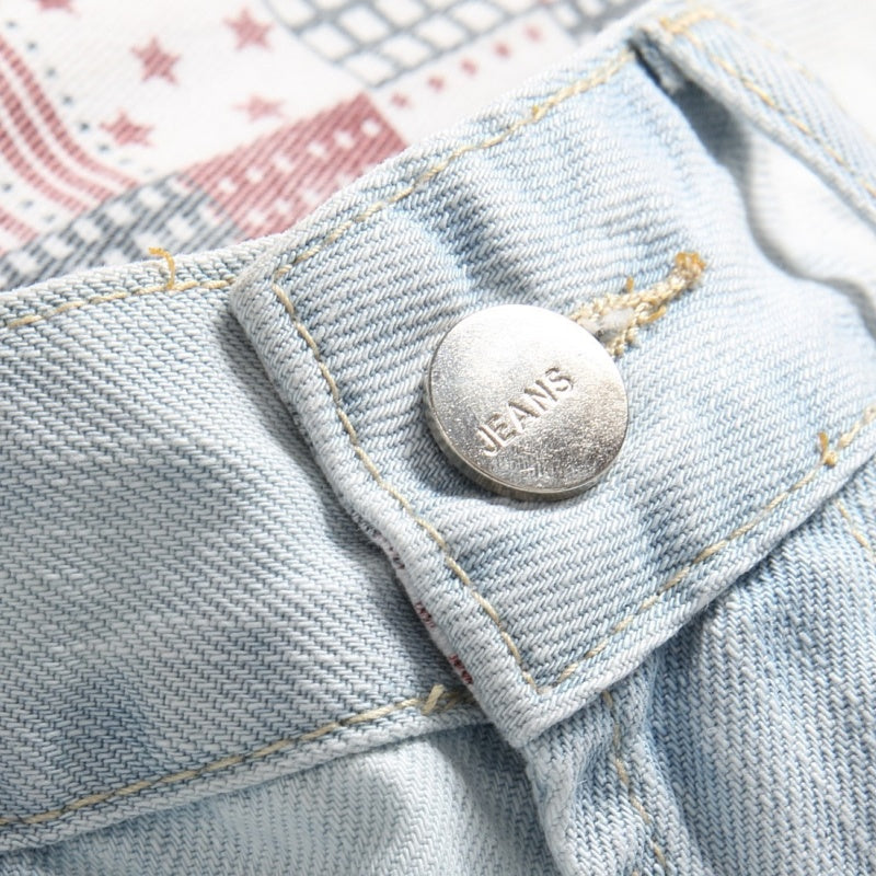 Denim shorts High-quality trendy Cross-pattern veneer casual pure cotton Non-stretch plus-size men's clothing
