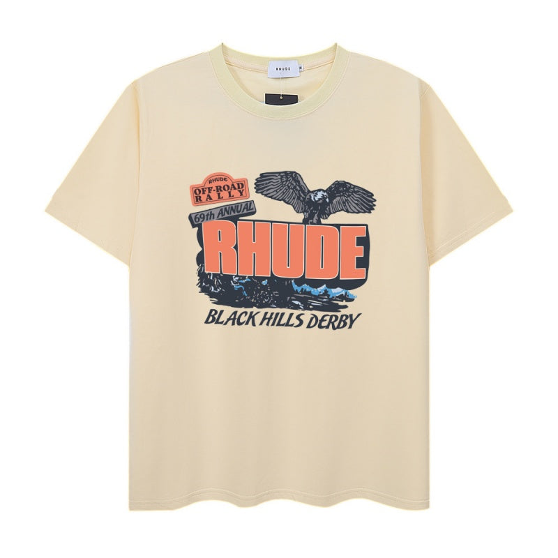 RHUDE T Shirts Retro Flying Eagle Typography