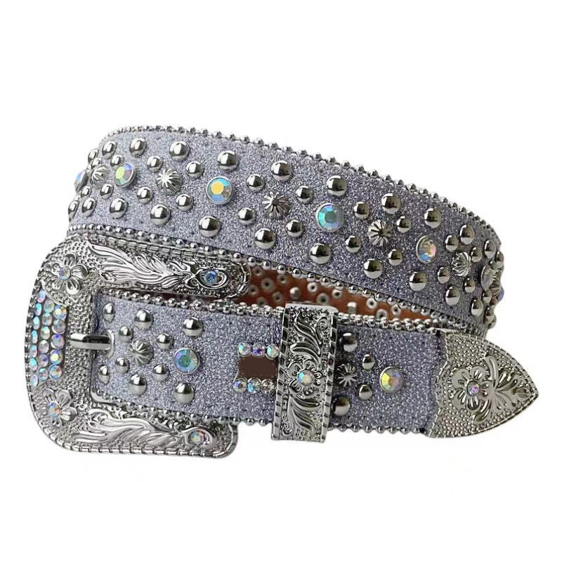 Hip-hop punk rhinestone belt punk style