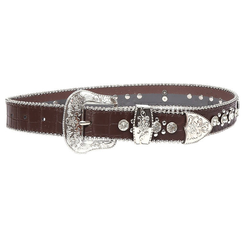Hip-hop punk rhinestone belt kids cross retro punk style