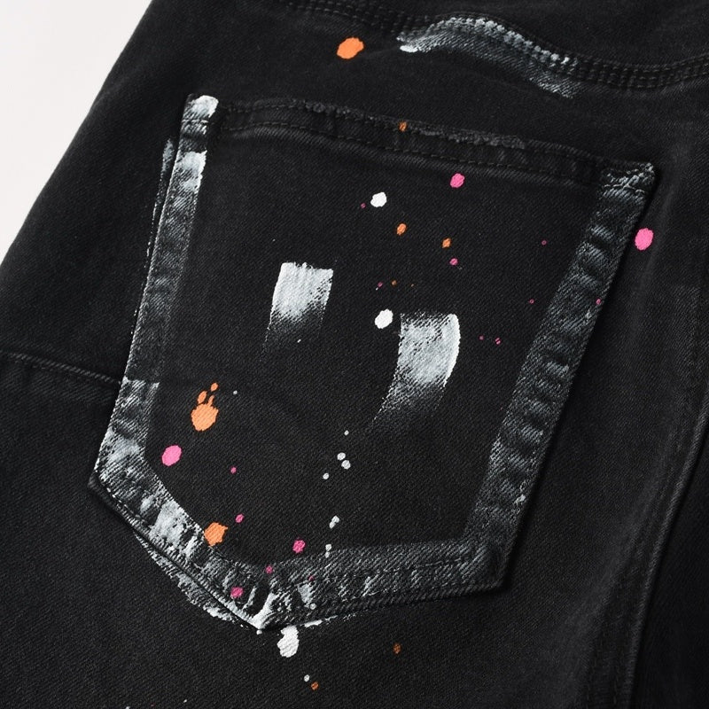 Purple brand Jeans High-quality pure cotton streetwear trousers Splashed ink