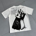 Vintage-style American T-shirt Dark Tone Palm Overlay Typography Design