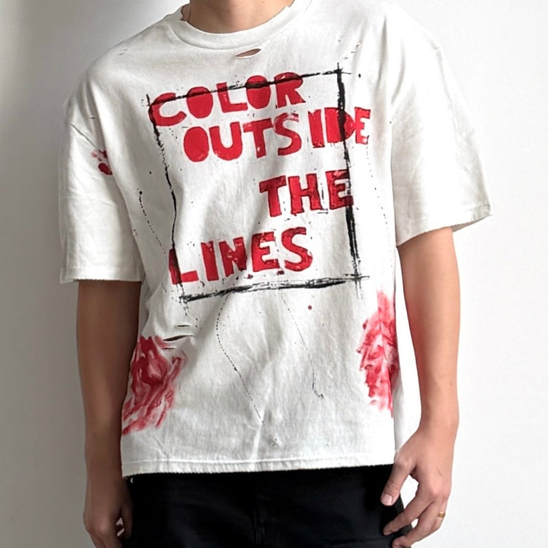 Unisex Vintage T Shirts Saint Street "Dirty" — An Unconventional Limited Edition. Street-graffiti style T-shirt featuring hand-painted splatter effects, multi-location hand-distressing, and a heavy-weight fabric treated with an enzyme-stone wash and