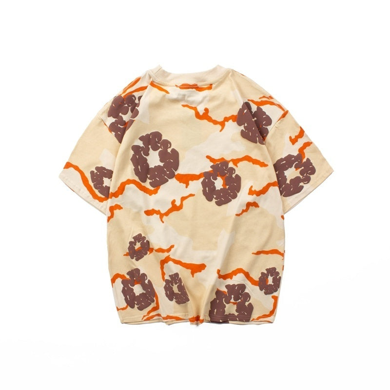 Denim Tears T Shirts Y2K Camouflage Cotton Wreath Floral Puff Printed Oversized Streetwear Tee