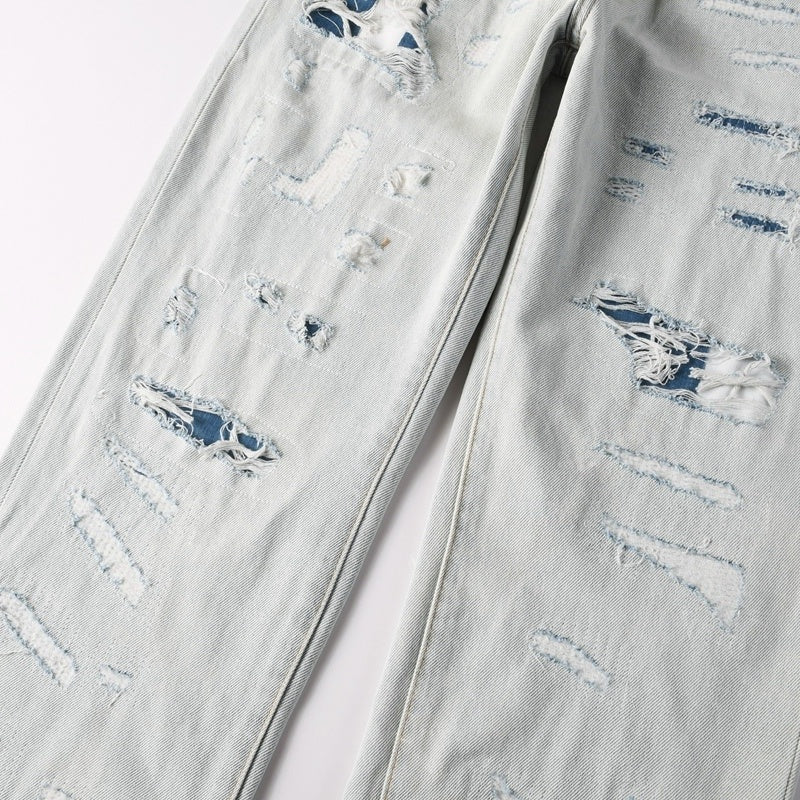 Purple brand Jeans High-quality pure cotton streetwear trousers Distressed loose straight-leg trousers