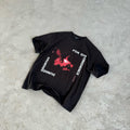 ERD T Shirts Dual Vertical Text Red Portrait Vintage Black Oversized Tee