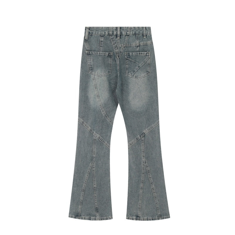 American-style streetwear harem pants Geometric Stitching Vintage Bootcut Denim Pants