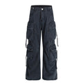 American-style streetwear harem pants Strap Detail Utility Baggy Slacks