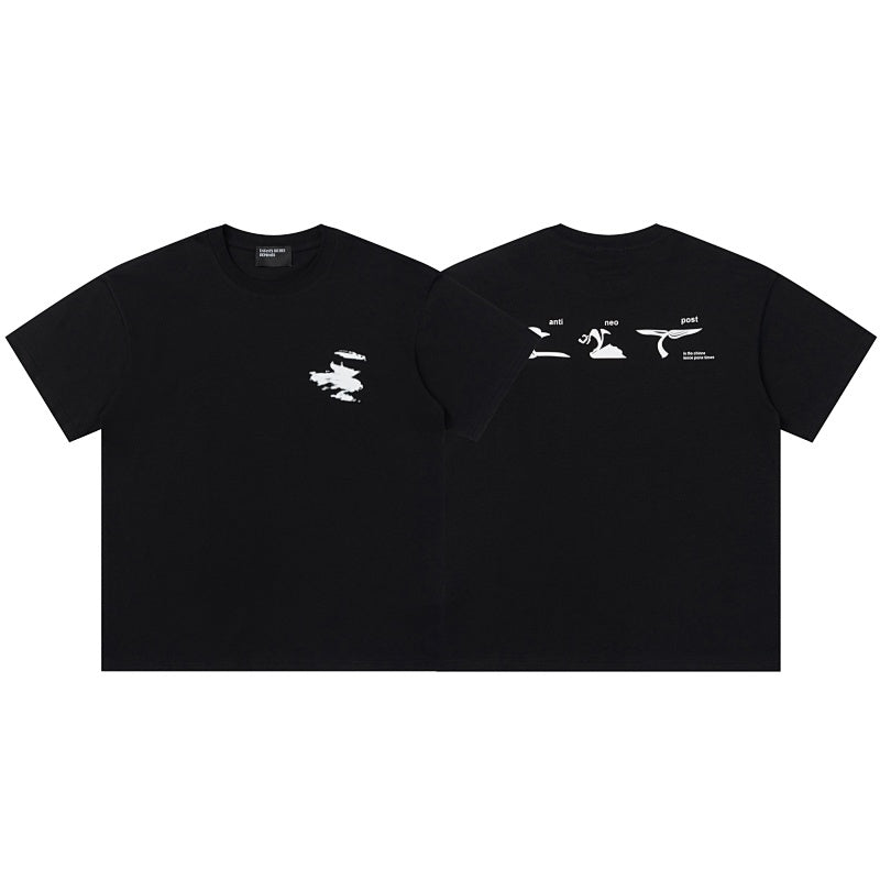 ERD T Shirts Understated Dual-Side Monochrome Outline Casual Top