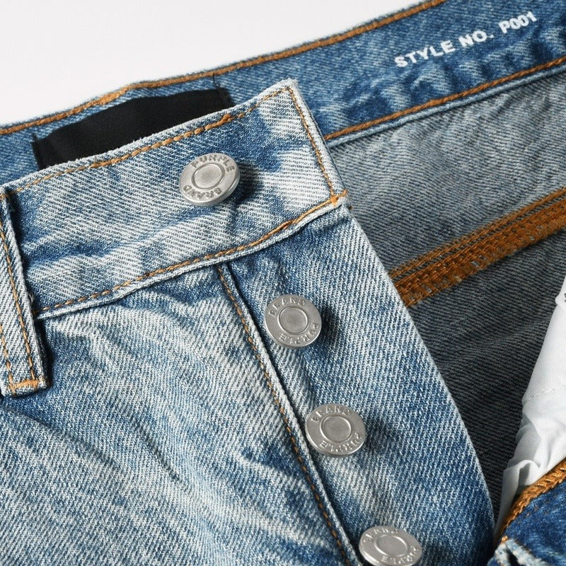 Purple brand Jeans High-quality pure cotton streetwear trousers Oiled finish with a faux snakeskin pattern