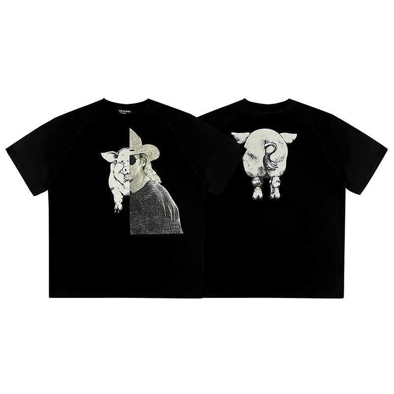 ERD T Shirts Raglan Cut Surreal Half Figure Graphic Street Top