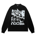 ERD Long sleeved shirt Black Long Sleeve Top Collage Letter Figure Print Dual Sides Graphic