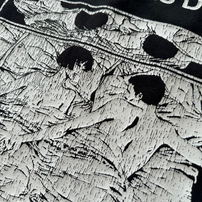 ERD T Shirts Framed Abstract Print Vintage Black Loose Tee