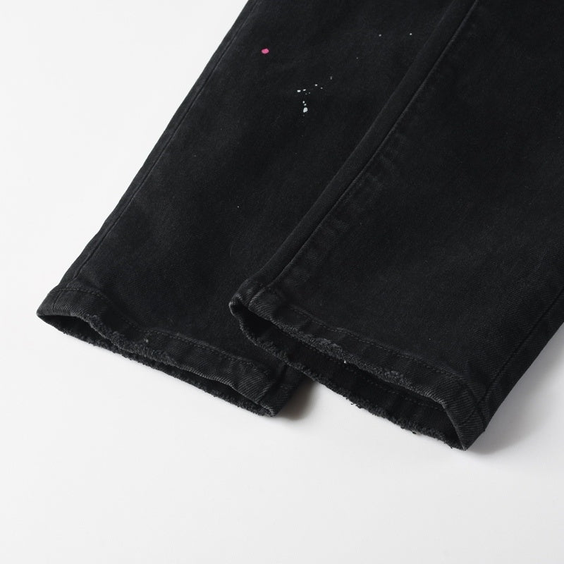 Purple brand Jeans High-quality pure cotton streetwear trousers Splashed ink
