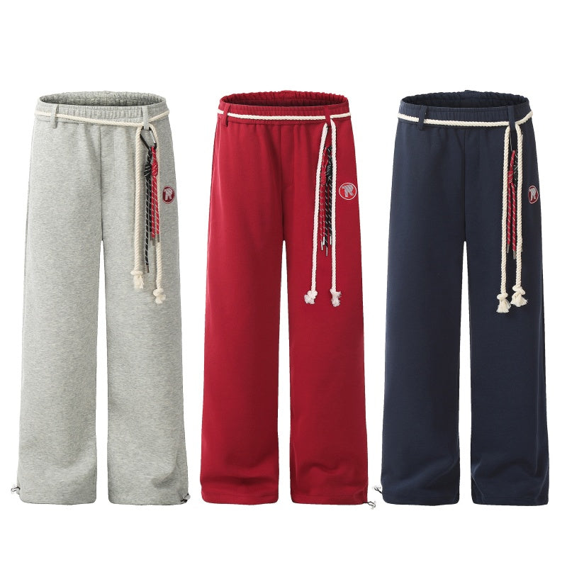 American-style streetwear harem pants Small woven side logo patch