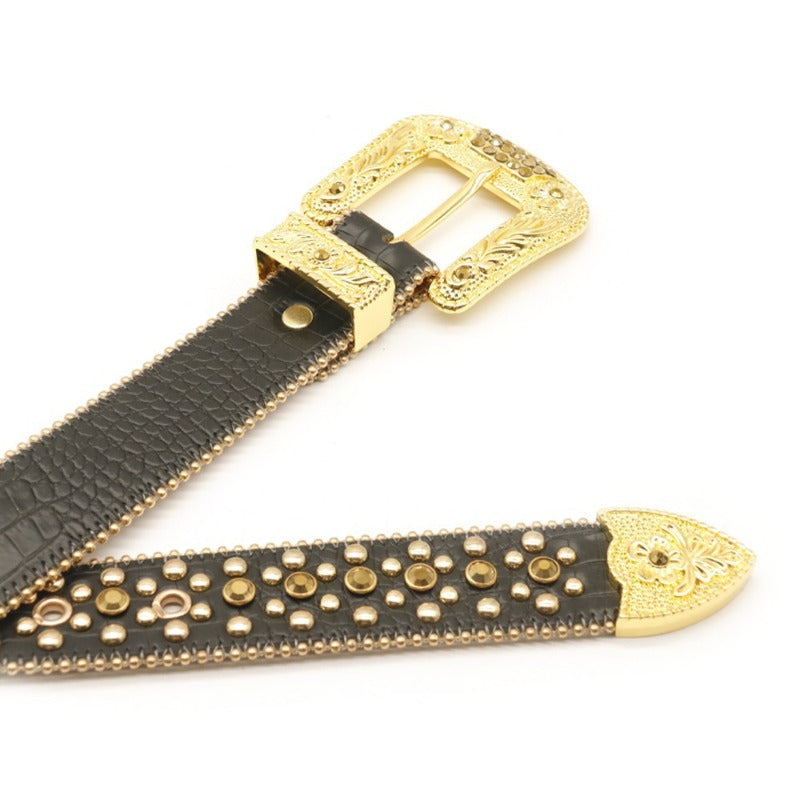 Hip-hop punk rhinestone belt punk style