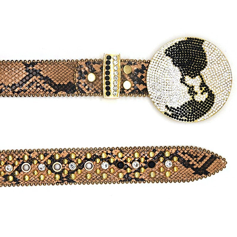 Hip-hop punk rhinestone belt earth round buckle punk style