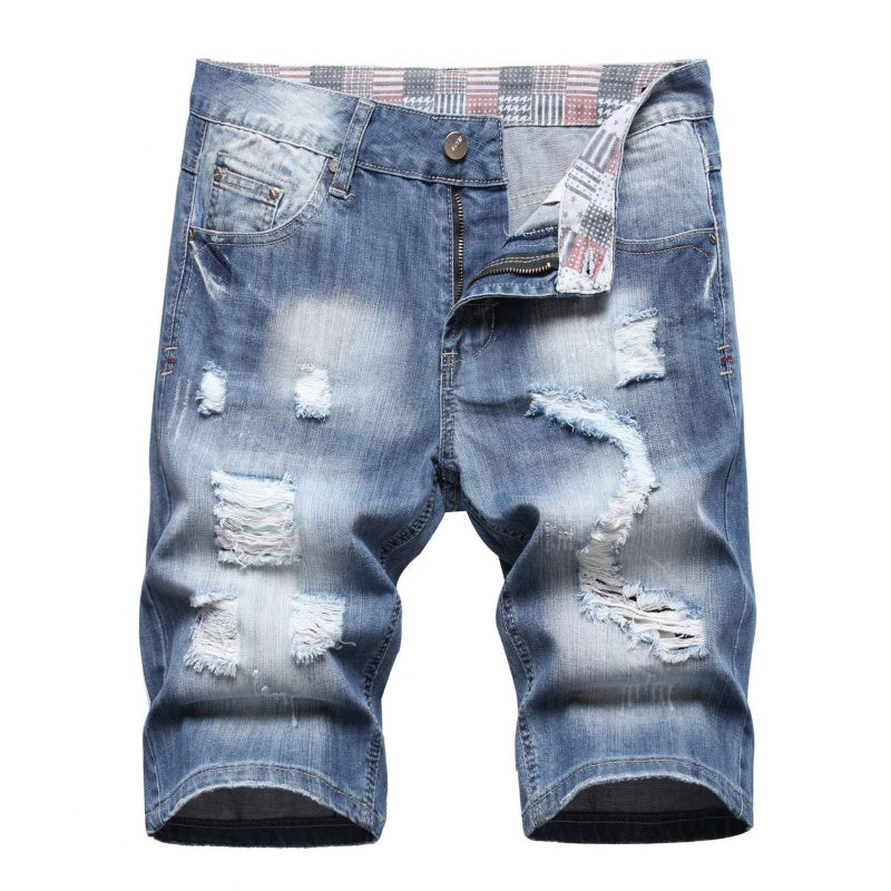 Denim shorts High-quality trendy casual pure cotton Non-stretch plus-size men's clothing
