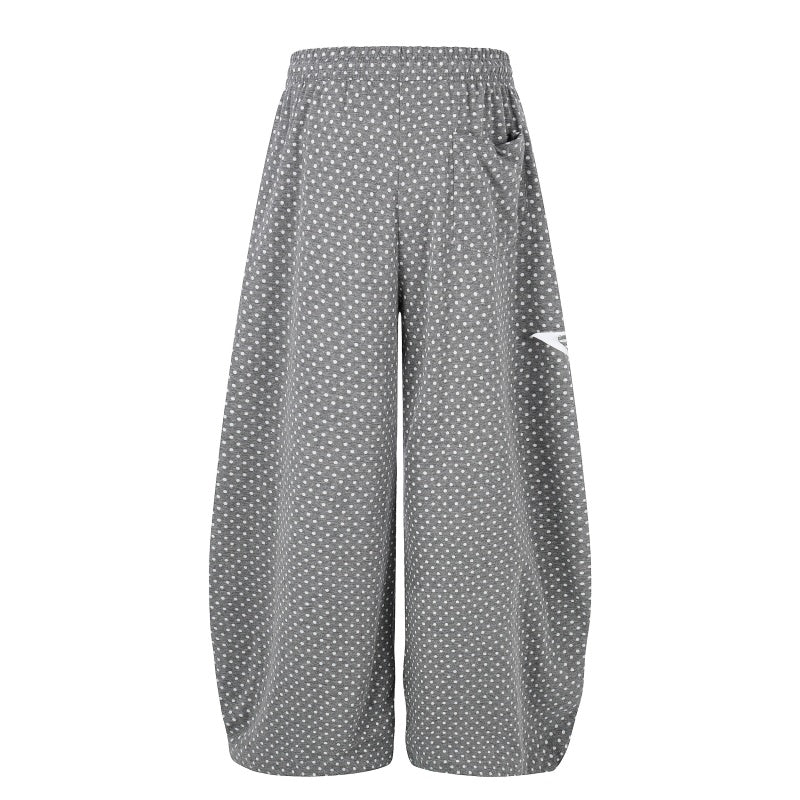 American-style streetwear harem pants Ruched Knee Polka Dot Star Embroidered Baggy Bottoms