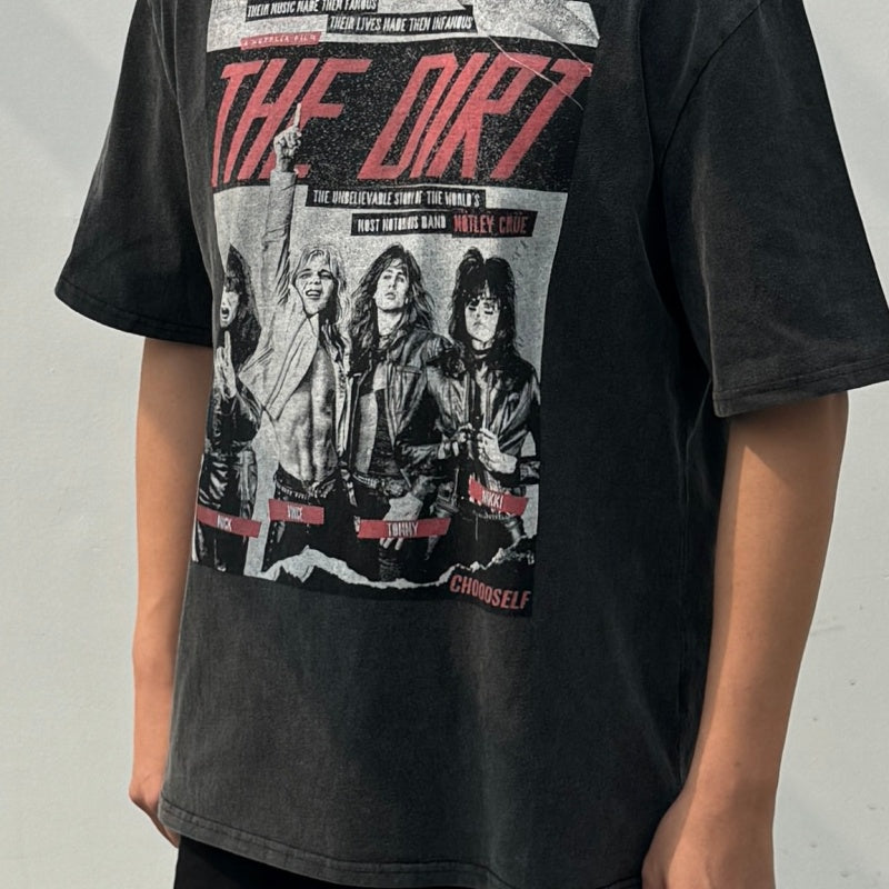 Unisex Vintage T Shirts Motley Crue "THE DIRT" Limited Edition T-Shirt. Features a heavyweight, enzyme-washed finish and custom heavyweight brushed fabric with a vintage feel. High-quality direct-to-garment (DTG) white ink printing for a premium look