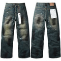 Purple brand Jeans High-quality pure cotton streetwear trousers Rhinestone-embellished loose straight-leg trousers