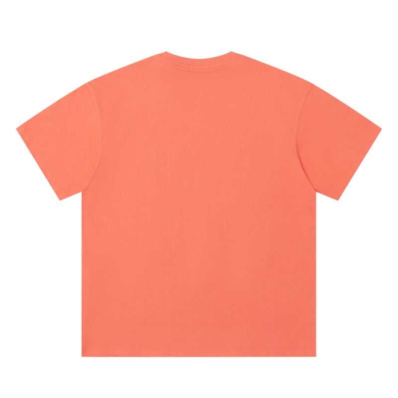 ERD T Shirts Bright Orange Distorted Text Vintage Sketch Collage Top
