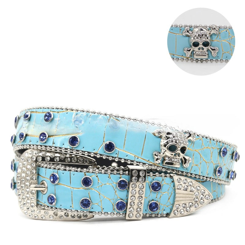 Hip-hop punk rhinestone belt skull punk style