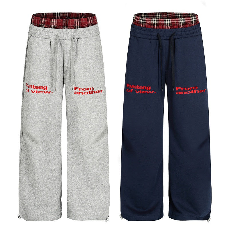 American-style streetwear harem pants Grunge Plaid Waistband Letter Relaxed Joggers