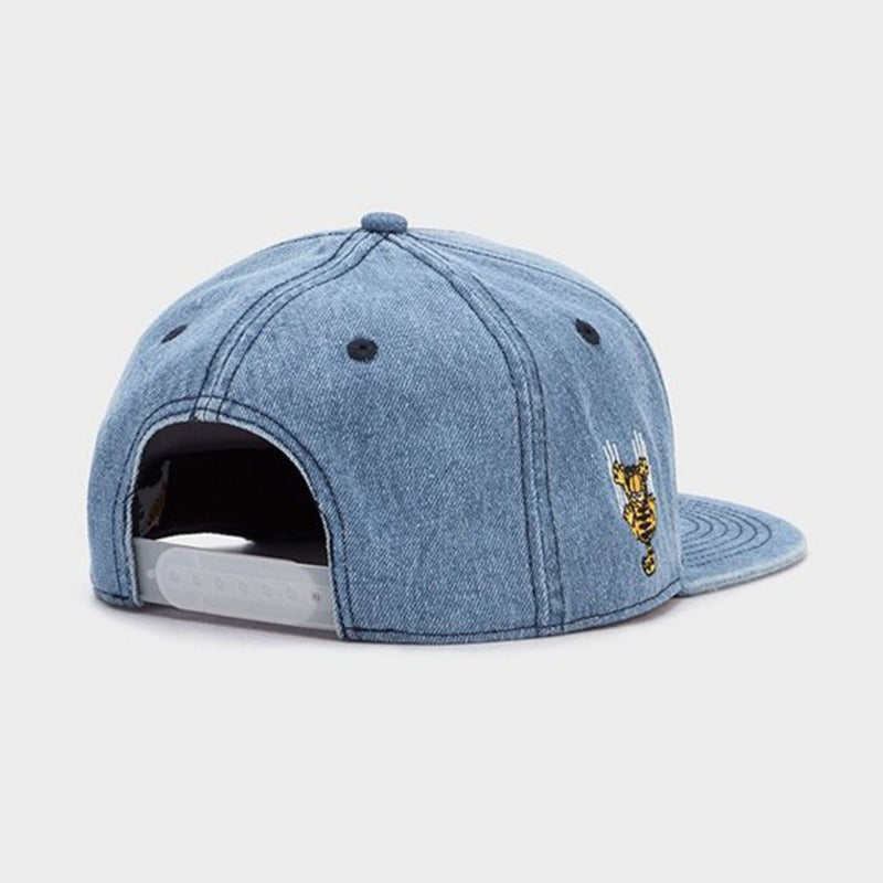 Trendy flat brimmed snapback hatscowboy cartoon cat adjustable