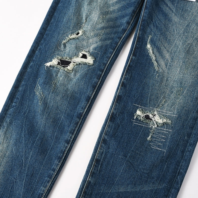Purple brand Jeans High-quality pure cotton streetwear trousers Hole