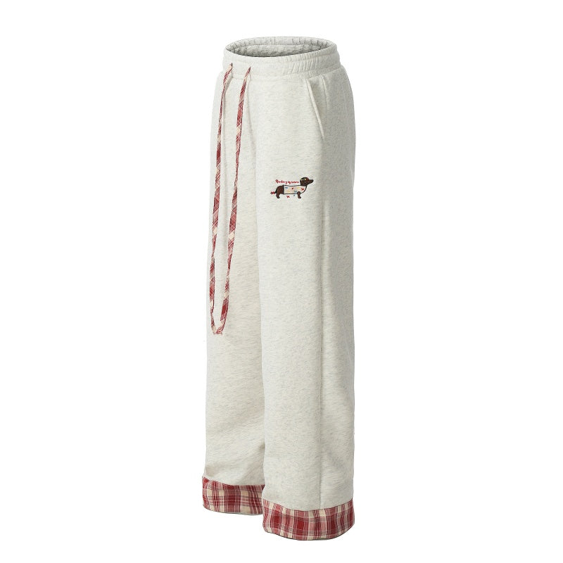American-style streetwear harem pants Two-Tone Plaid Accent Street Pants (Non-Fleece Lined)